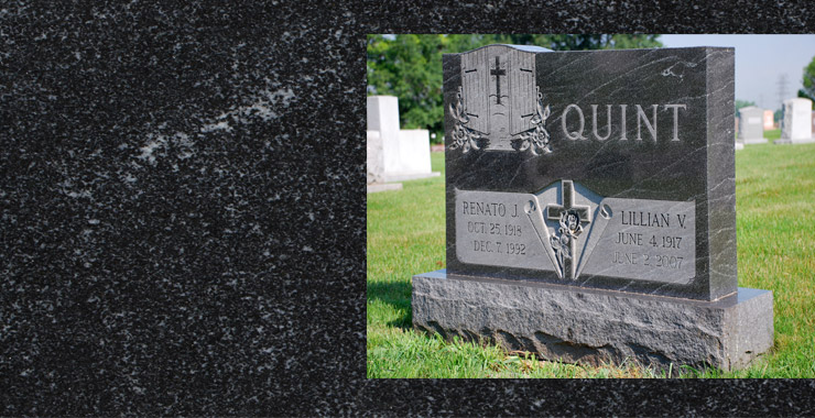 american black granite headstone