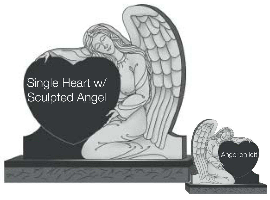 Single Heart with Sculpted Angel